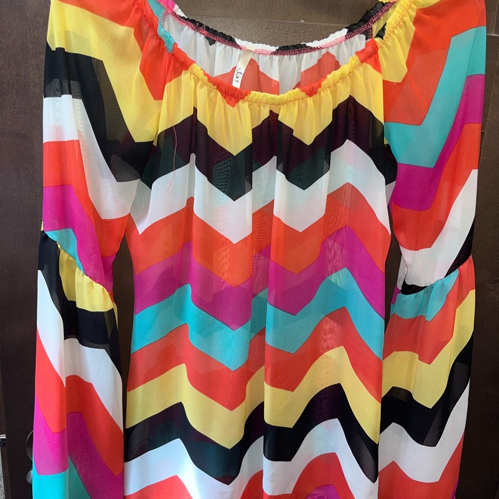 Chevron print sheer blouse